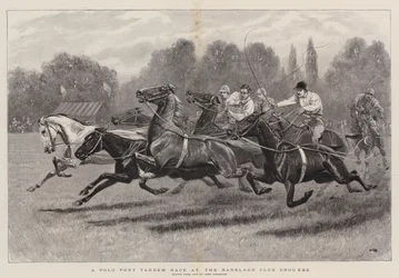 A Polo Pony Tandem Race at the Ranelagh Club Grounds